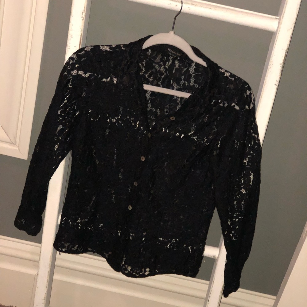 BCBGMaxazria Delicate Lace Button Down